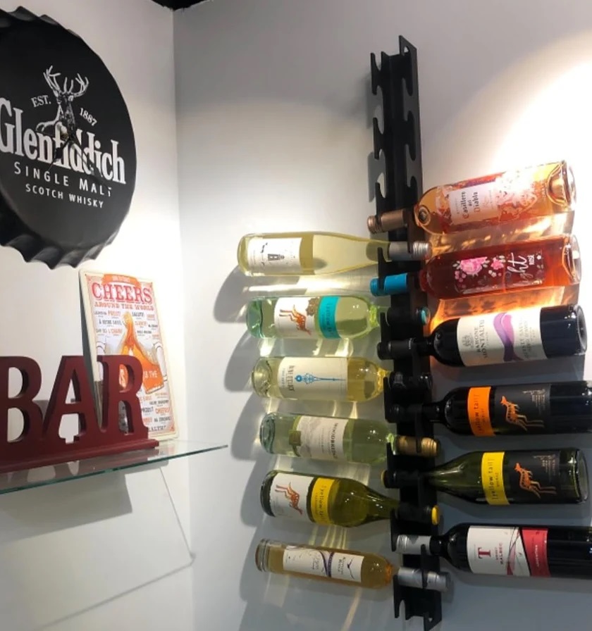 Support à Bouteilles De Vin Métal - Lot De 2 Présentoirs Stables - Pour Comptoir, Bureau, Rangement Cuisine Ou Bar